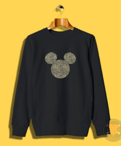 Disney Mickey Mouse Cheetah Print Silhouette Fill Sweatshirt