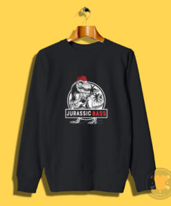 Jurassic Bass Dinosaur With Bass Guitar Parody Vintage Sweatshirt