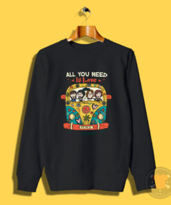 All You Need Is Love The Beatles Hippie Car Graphic Sweatshirt