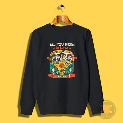 All You Need Is Love The Beatles Hippie Car Graphic Sweatshirt