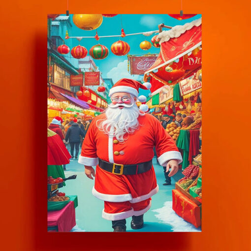 Santa Clause On The Street Poster