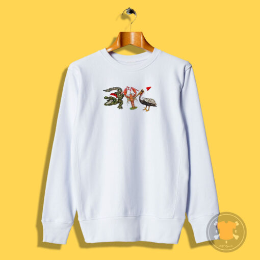 Alligator Shrimp Pelican Santa Sweatshirt