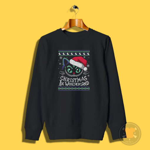 Cheshire Cat Christmas In Wonderland Ugly Christmas Sweatshirt