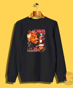 Chris Brown Wearing Santa Claus Hat Sweatshirt