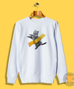 Cute Taped Little Blue Cat Sweatshirt