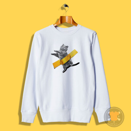 Cute Taped Little Blue Cat Sweatshirt