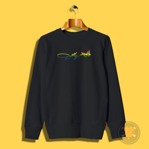 Dolly Parton Butterfly Logo Pride Flag Sweatshirt