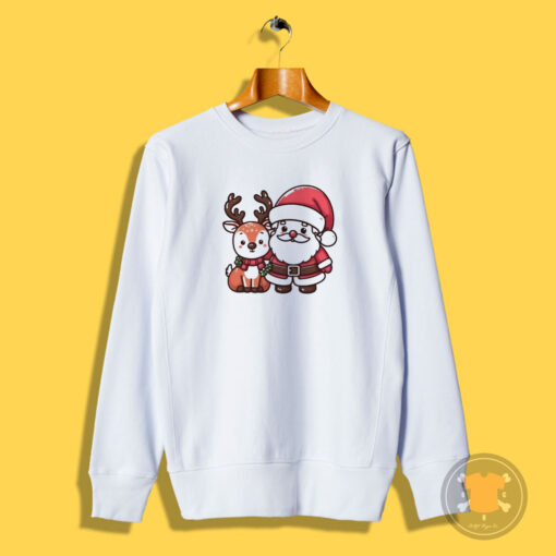 Merry Christmas Santa And Deer Christmas Sweatshirt