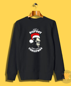 Monkey With Santa Hat Just A Bigfoot Christmas Sweatshirt