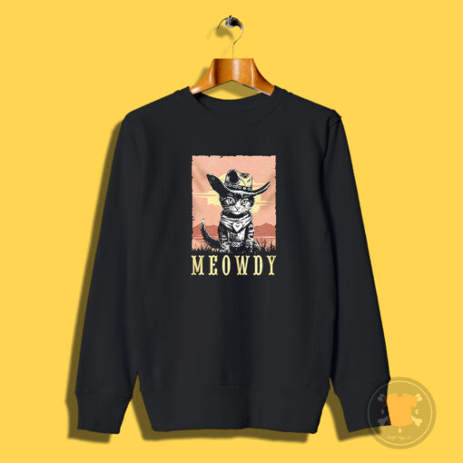 Parody Meowdy Cowboy Sunset Vintage Sweatshirt