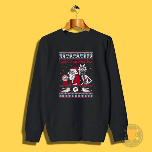 Rick Morty Happy Human holiday Christmas Sweatshirt