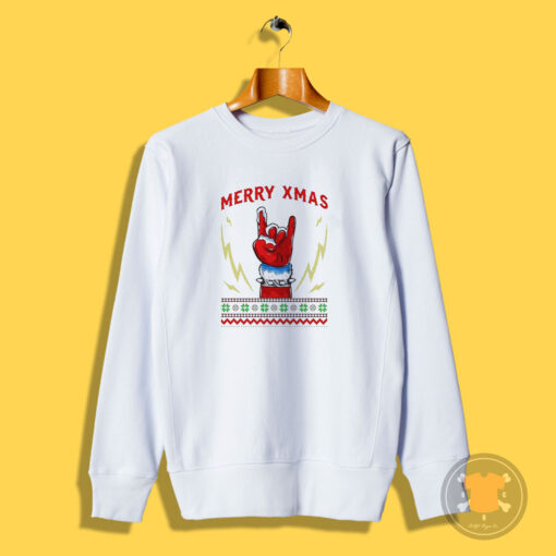 Santa Metal Fist Merry XMas Christmas Sweatshirt