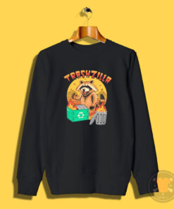 Trash Zilla Kaiju Raccoon With A Dumpster Fire Sweatshirt