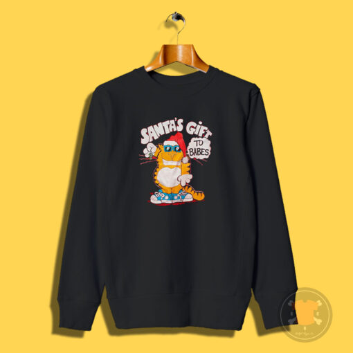 Vintage 80s Cat Shirt Santas To Babes Sweatshirt