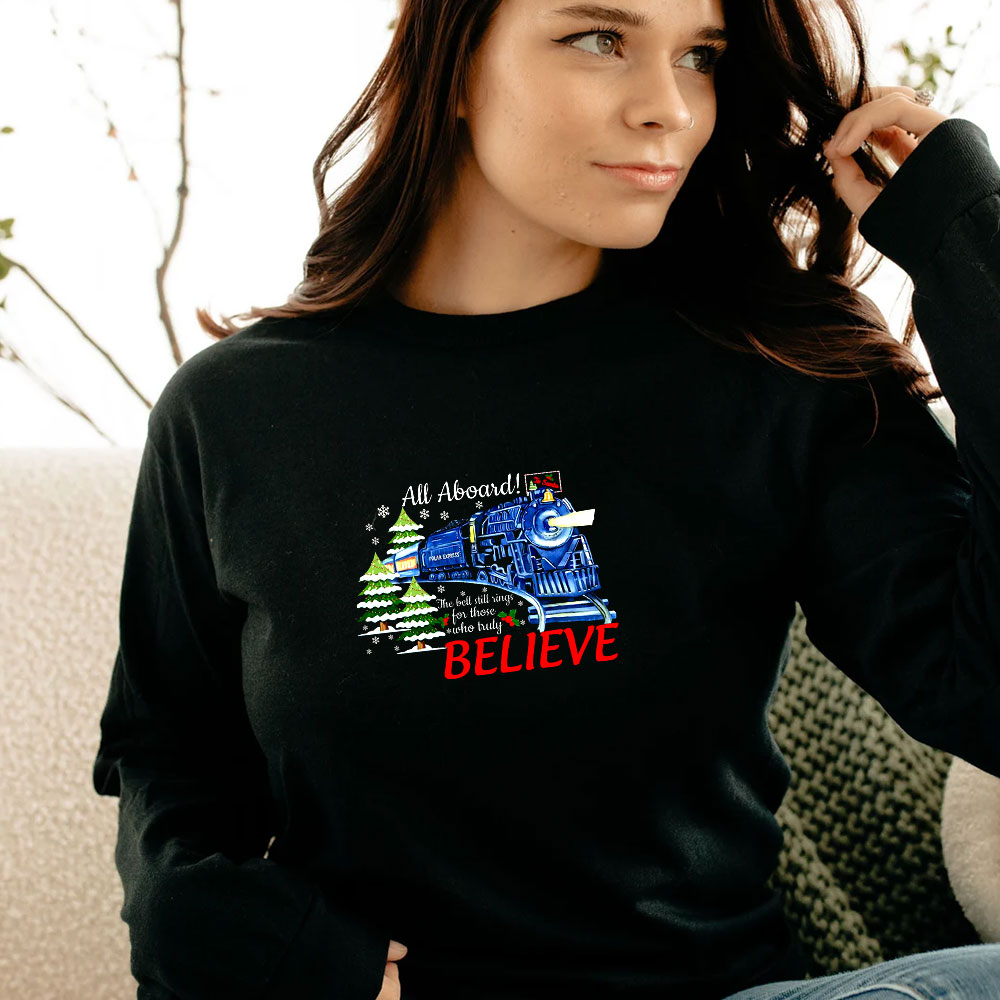 All Abroad Believe Christmas Train Long Sleeve