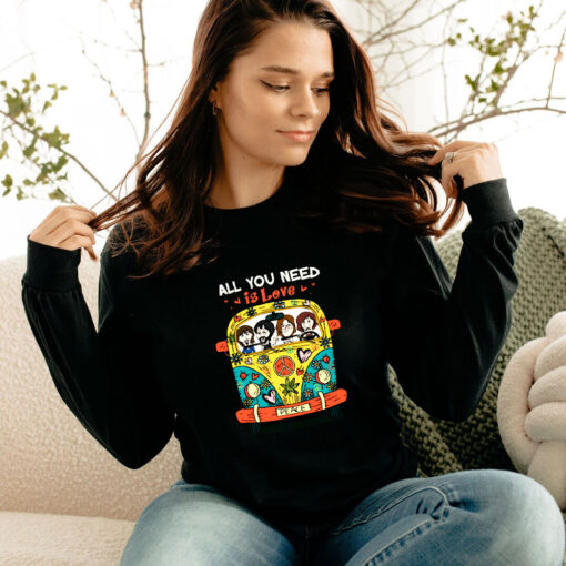 All You Need Is Love The Beatles Hippie Car Graphic Long Sleeve