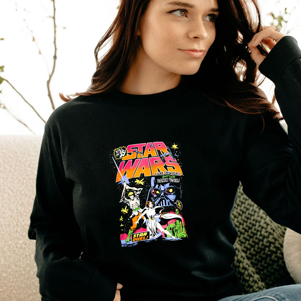 Star Wars Star Duel Luke And Leia Comic Book Cover Graphic Long Sleeve