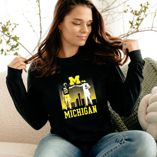 Tom Brady And JJ McCarthy Legends Michigan Wolverines Football Long Sleeve