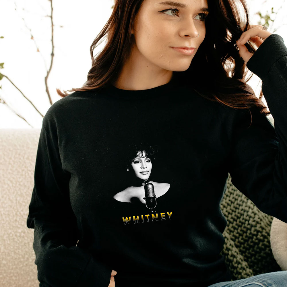 Whitney Houston Black & White Photo Long Sleeve