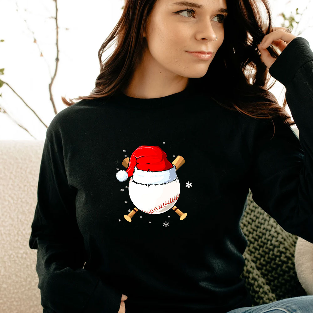 Baseball Lover Santa Christmas Holiday Long Sleeve