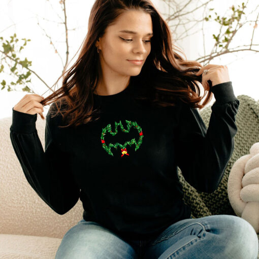 Batman Christmas Wreath Logo Long Sleeve