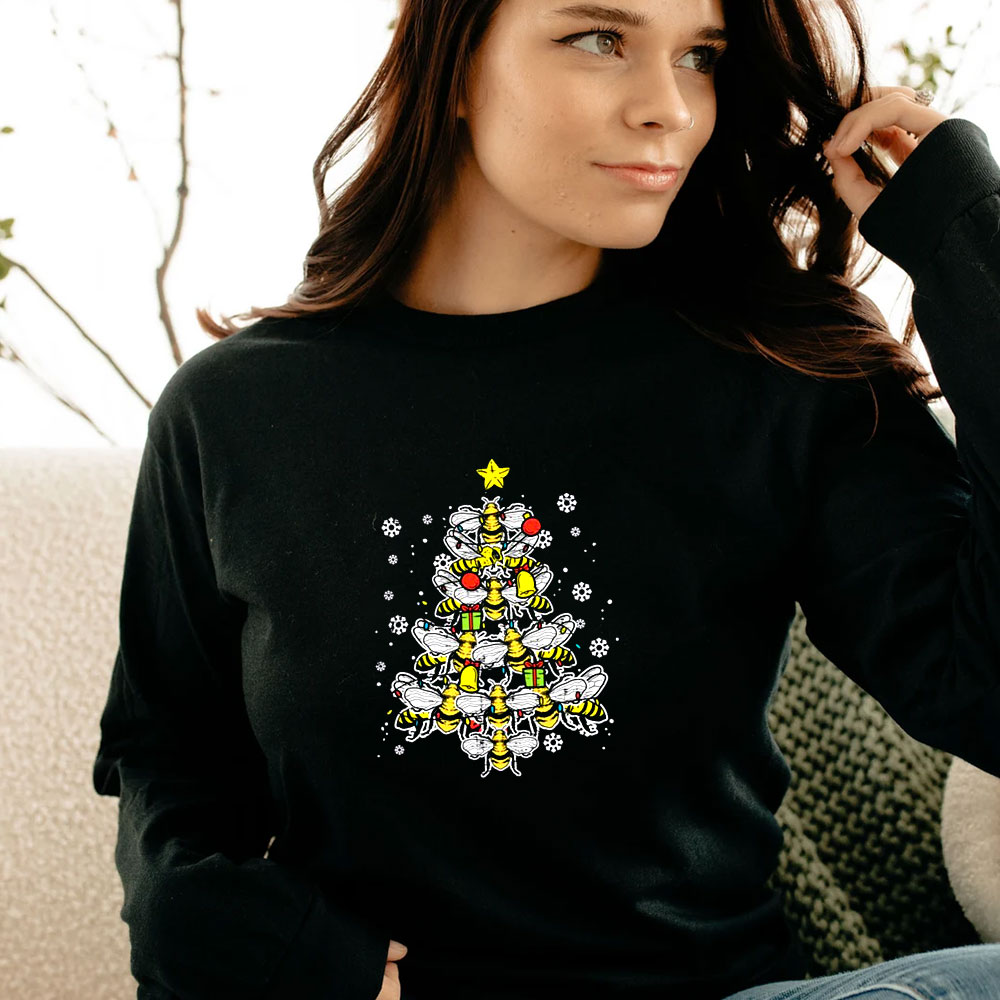 Bees Christmas Tree Xmas Beekeeper Long Sleeve