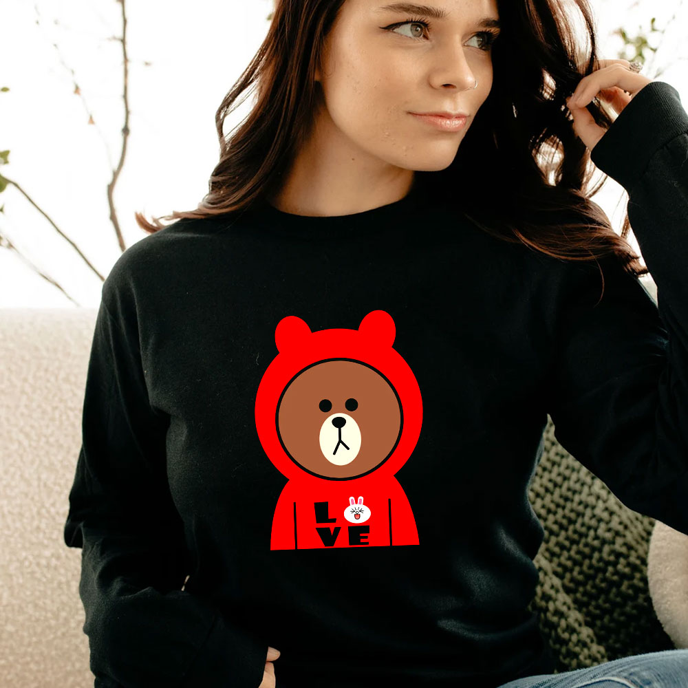 Brown Bear Cony Bunny Rabbit I Love Cony Long Sleeve