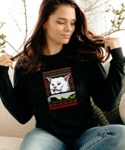 Cat Meme Dinner Ugly Christmas Funny Long Sleeve