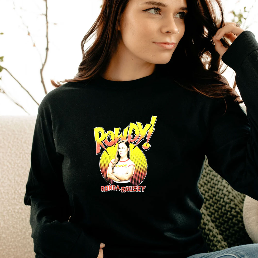 Classic Ronda Rousey Small Gray Rowdy Wrestling Long Sleeve