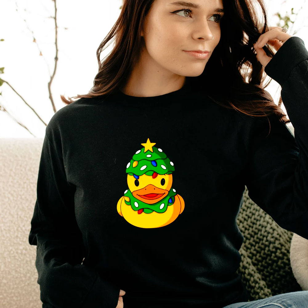 Duck Draw Happy Merry Christmas Long Sleeve