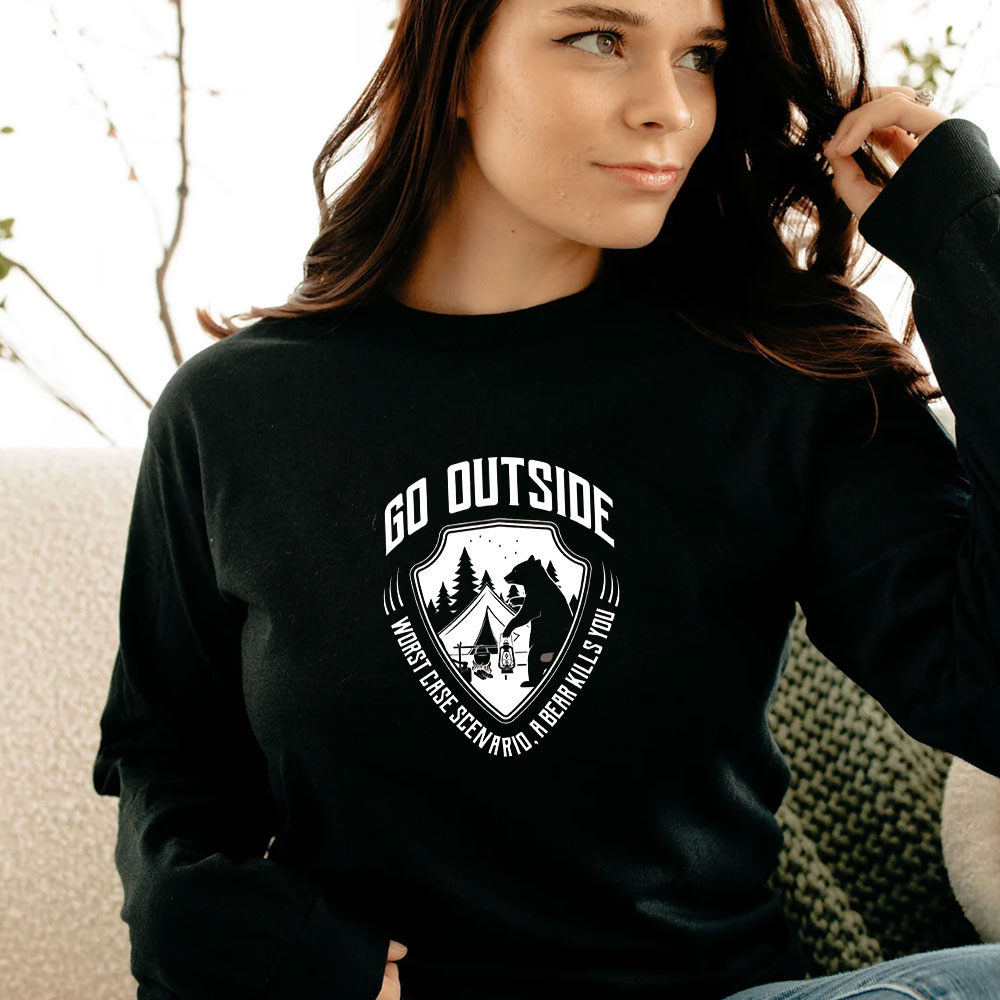 Go Outside Worst Case Scenario A Bear Long Sleeve