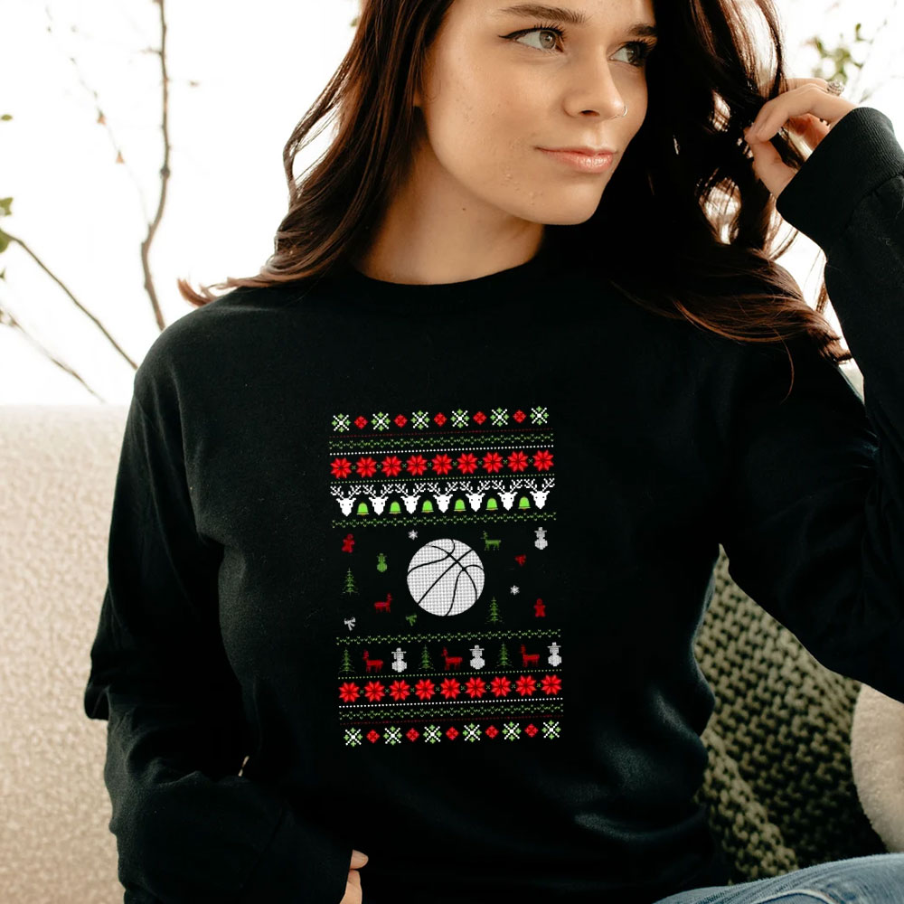 Happy Merry Christmas Basketball Long Sleeve