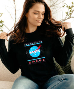 Happy Merry Christmas Santa Nasa Logo Parody Long Sleeve