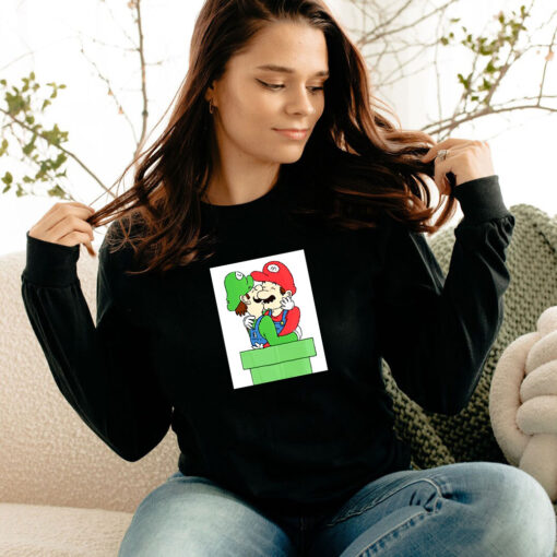 Mario And Luigi Kissing Funny Long Sleeve