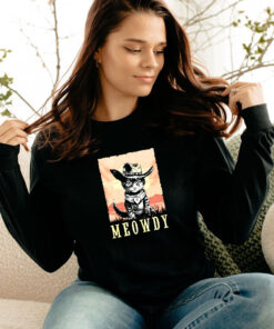 Parody Meowdy Cowboy Sunset Vintage Long Sleeve