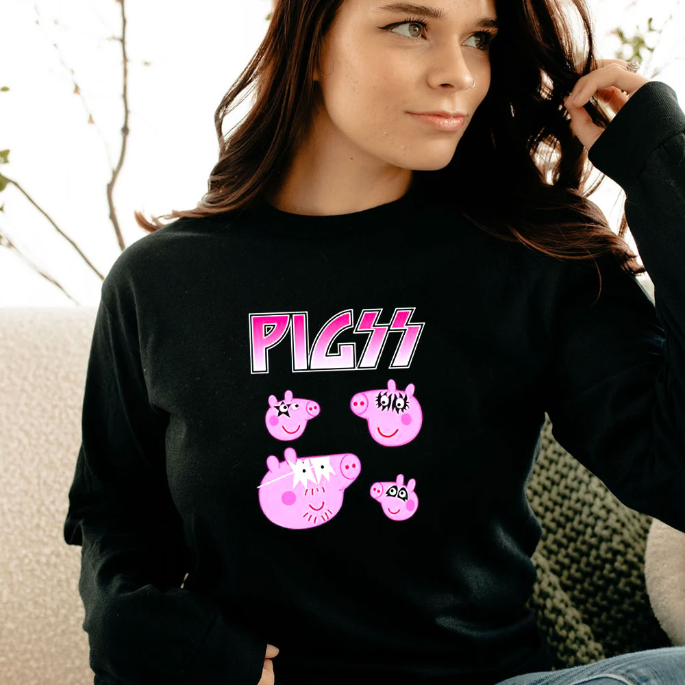 Pigs Peppa Pig x Kiss Band Parody Long Sleeve