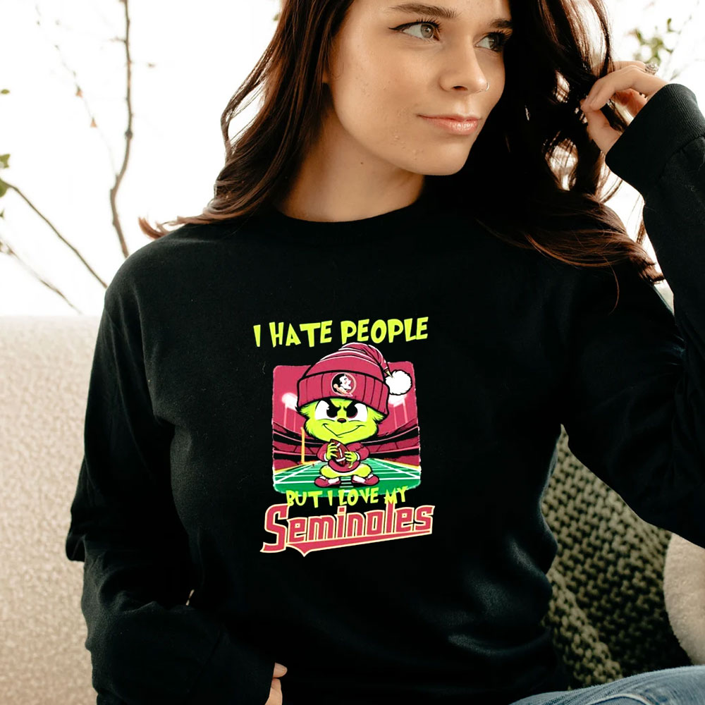 Santa Grinch Chibi I Hate People But I Love My Florida State Long Sleeve