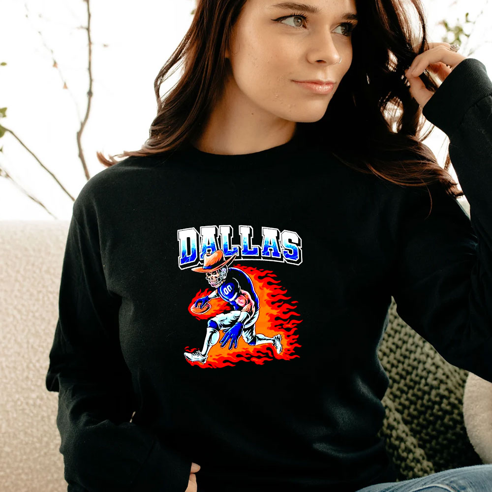 Stream Skeleton Dallas Football Cowboy Player Fire Long Sleeve