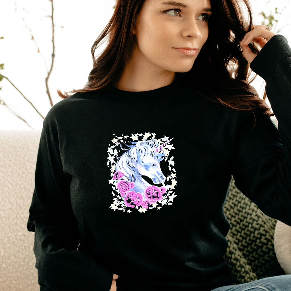 Vintage Graphic Stars Unicorn Roses Long Sleeve