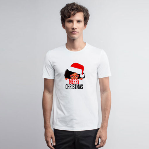 Mrs Claus Santa Melanin Christmas Black Peeking Claus T Shirt